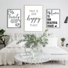 Family Simple Quote Picture Green Leaves Poster Black White Wall Art Canvas Painting Nordic Style Modern Print for Living Room 1