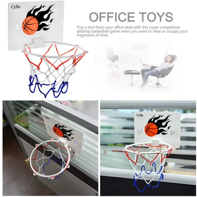 Suction Cup Basketball Hoop Toy Office Desk Game Bathroom Toilet Slam Dunk Gadget with Pump and 2 Balls for Toddler Kid Boy Girl 4