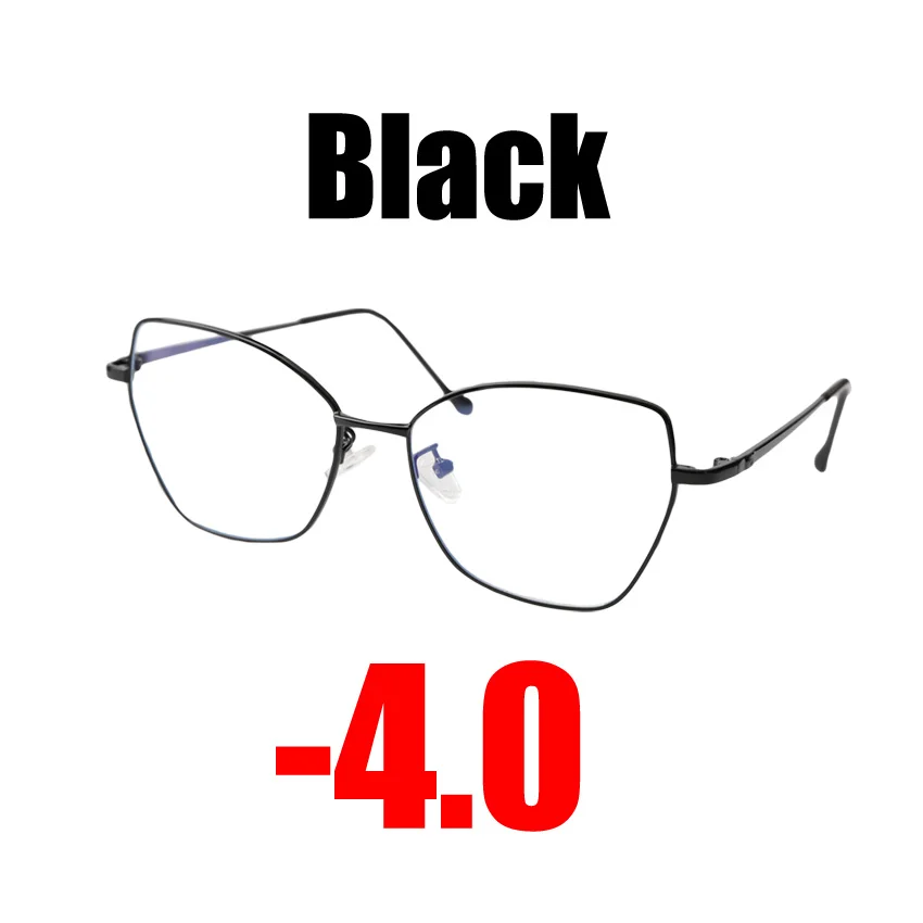Black -4.0 SOOLALA Ультралегкая оправа с бабочкой, очки для близорукости по рецепту, женские очки, оптические линзы, диоптрийные очки от-1,0 до-4,0 - Цвет оправы: Black -4.0