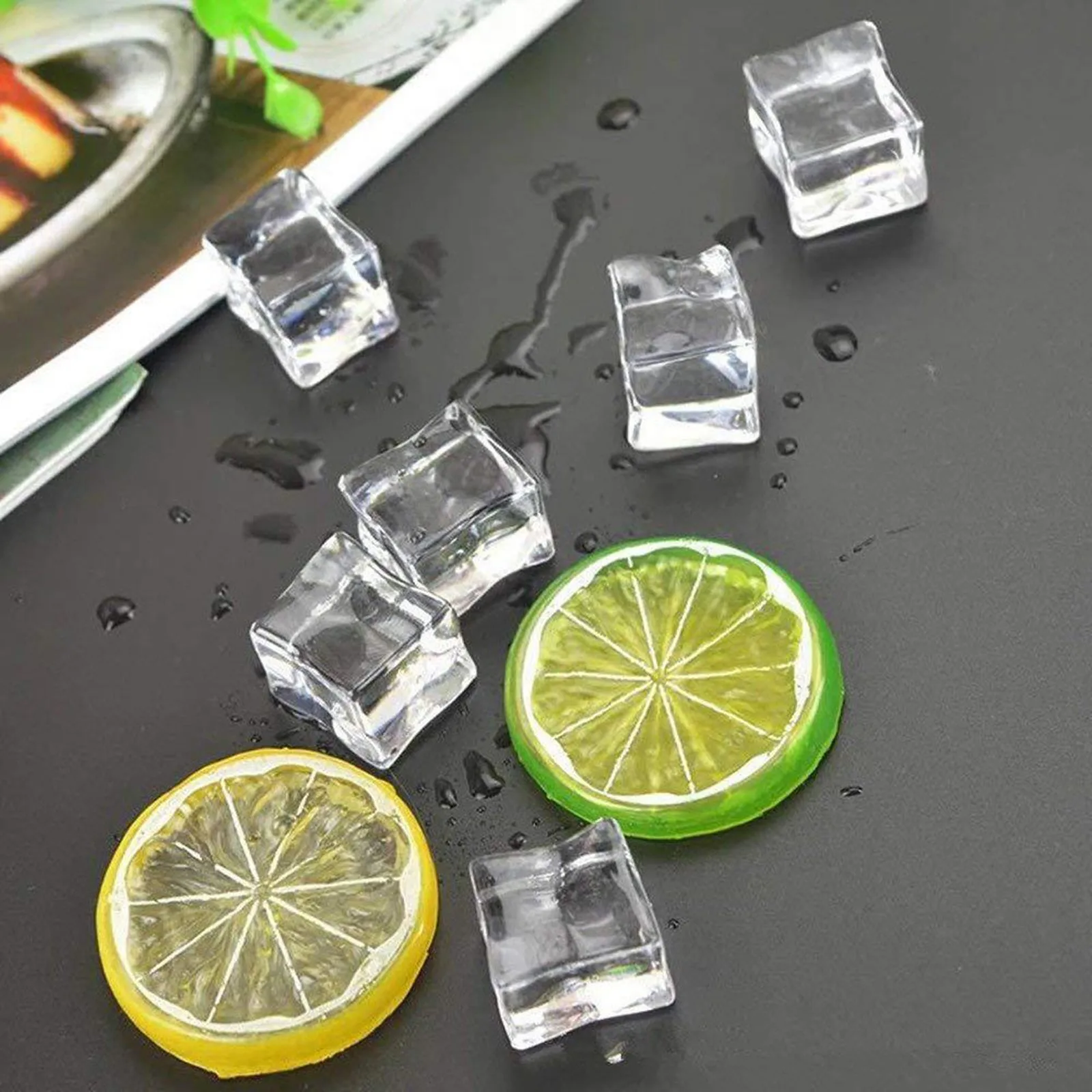 20-50pcs Square Reusable 3D Ice Cubes Multicolor Cooling Tool for Party Reusable Ice Cubes Acrylic Simulation