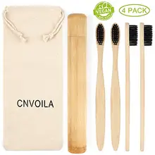 Bambus-zahnburste, umweltfreundliche zahnbursten, weiche Zero Waste-zahnburste, 4 stucked(Holzkohle