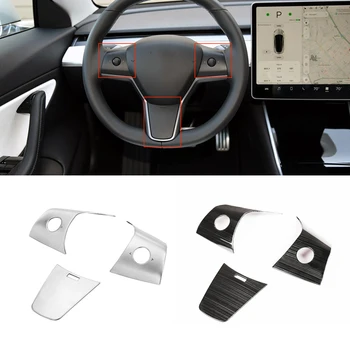 

For Tesla Model 3 2018 2019 Car Interior Steering Wheel Panel Frame Sticker Cover Trim