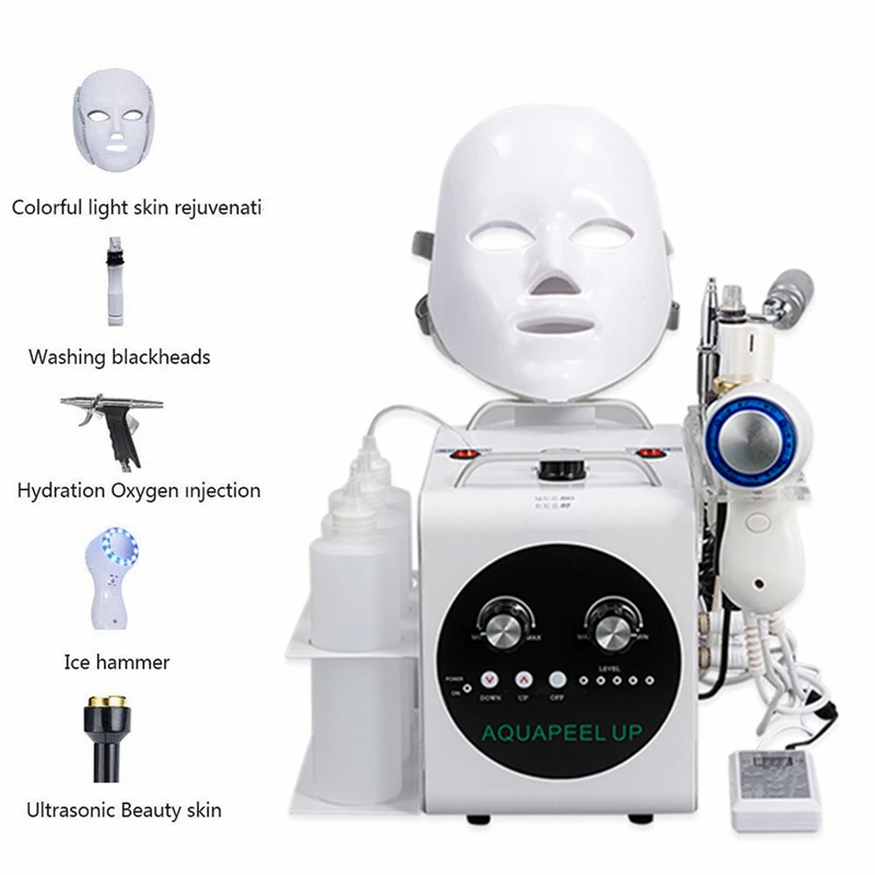  5 in 1 Small Bubble Water Hydrogen Oxygen Injection Gun Facial LED Mask Machine Vacuum Suction Blac - 4000173565026