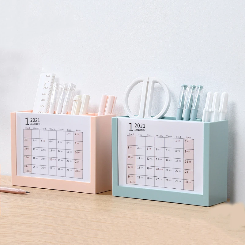 Calendar 2023 Creative Desk Calendar Pen Holder Desktop Organizer