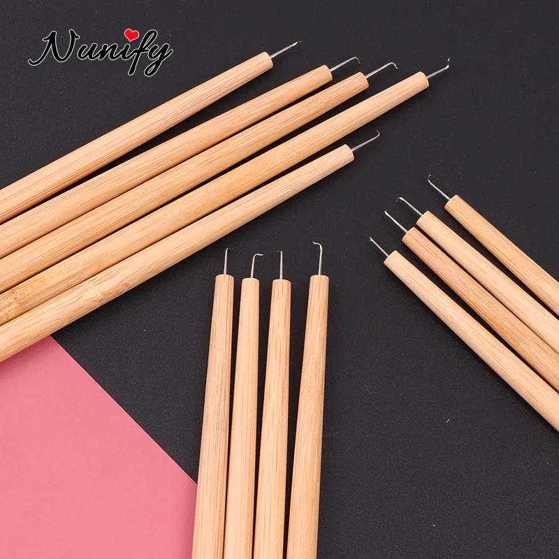 Nunify Professional Ventilating Needle For Making Lace Frontal Wigs Wood Handle Professional Diy Lace Wig Needles With Handle lace wig needles