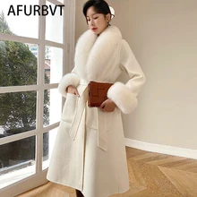 

Elegant Solid Long Wool Coat Women Batwing Long Sleeve Loose Drop Shoulder Pocket Coat Faux Fur Neck Chic Stylish Jacket