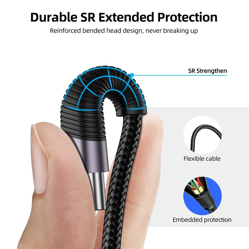 USLION USB Type C Cable For Samsung Galaxy A50 S10 S9 S8 Huawei P30 3.1 Fast Charging Charger For Xiaomi Redmi Note 7 Data Cord
