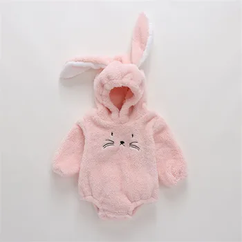 

Baby winter autumn clothes warm jumpsuit Cute Infant Boys Girls Print Rabbit Ear Hooded Thick Warm Long Sleeve Body Suit Clothes