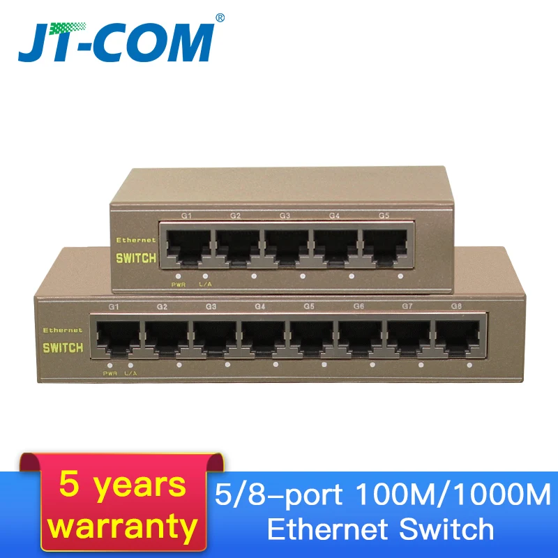 

5-Port Gigabit Switch 10/100/1000Mbps 8-port Fast Ethernet Network Switch Plug and Play LAN Hub/ Full or Half duplex Exchange