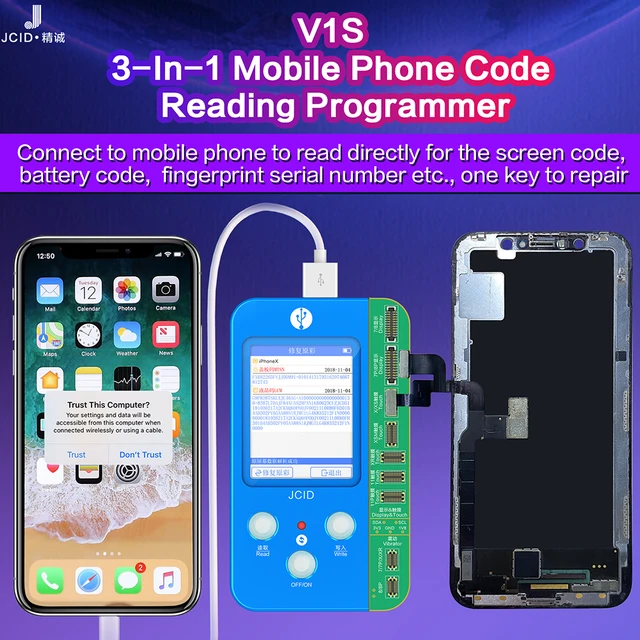 Jc V1s Jc Dot Matrix Detection For Iphone 12 Face Id Photosensitive Original Color Touch Shock Battery Baseband Logic Programmer Hand Tool Sets Aliexpress