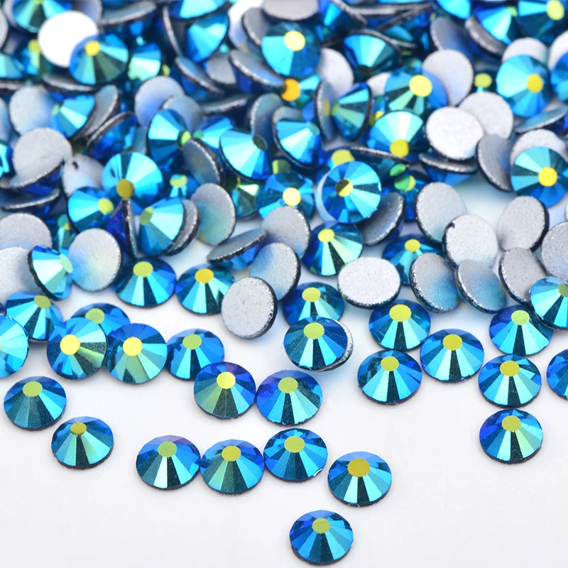 JUNAO SS16 SS20 SS30 Topaz AB Glass Flatback Rhinestones Flatback Round Strass Non Hotfix Nail Crystal Stones for Crafts