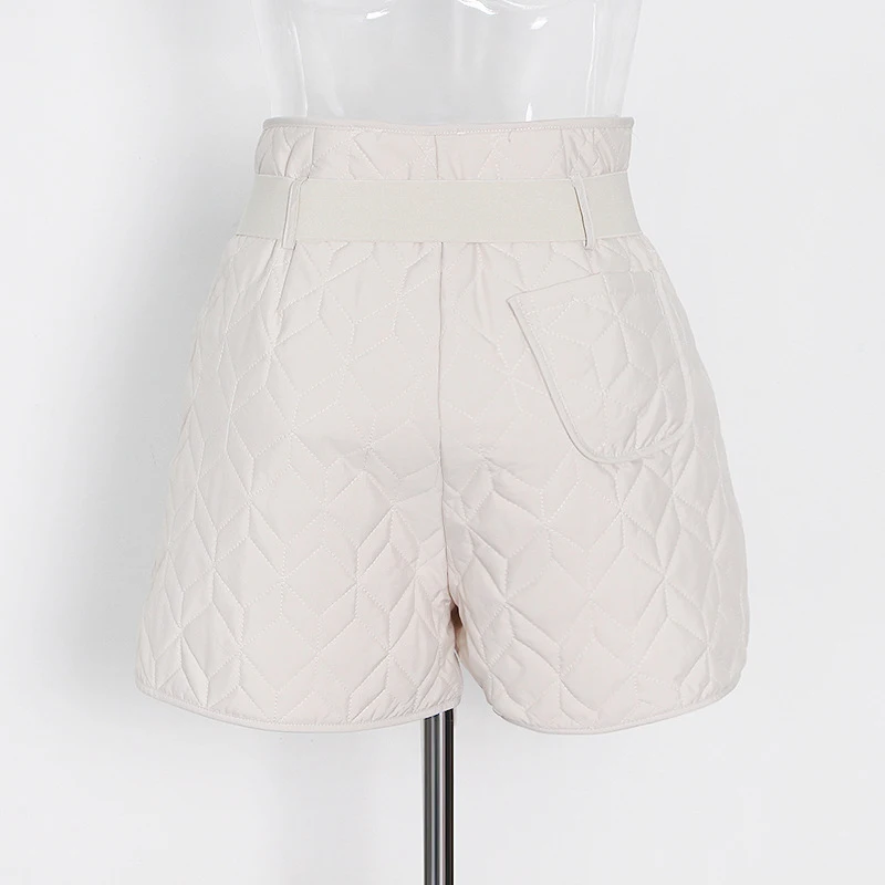 ECRURANI Solid Casual Shorts For Women High Waist Sashes Loose Ruched Minimalist Short Pants Females Clothing 2021 Fashion Style