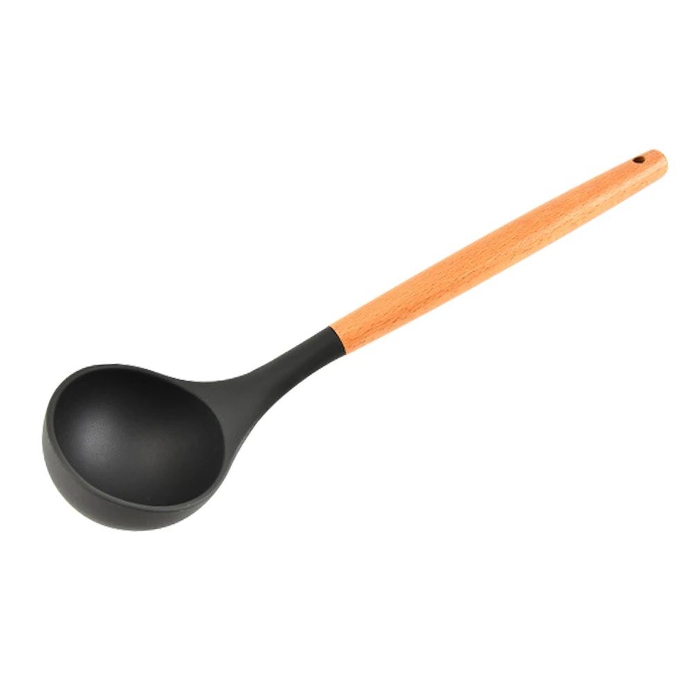 Soup Spoon Шпатель ложка Аксессуары Инструмент дуршлаг практичный с отверстиями кухонная лопатка посуда гаджеты деревянная ручка антипригарная - Цвет: Soup Spoon