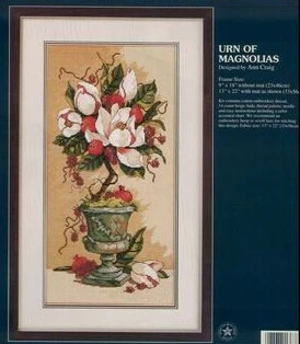 

COTTON Free Delivery Top Quality Lovely Counted Cross Stitch Kit Urn of Magnolias Magnolia Flower Flowers dim 13637