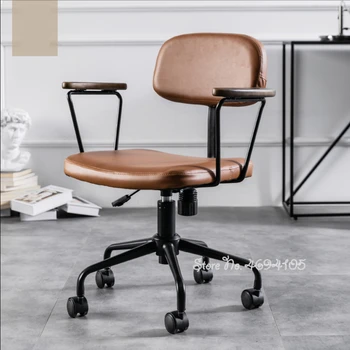 

Nordic Computer Chair Retro Minimalist Swivel Stool Home Design Lifting Rotating Office Chair Small Backrest Desk Chair