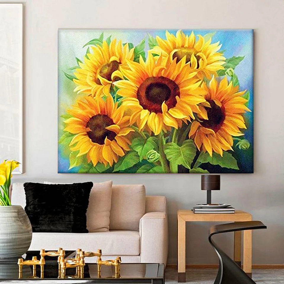 Diamond Painting EverShine Flower Rhinestone Picture Full Square Mosaic Diamond Embroidery Sunflower Cross Stitch