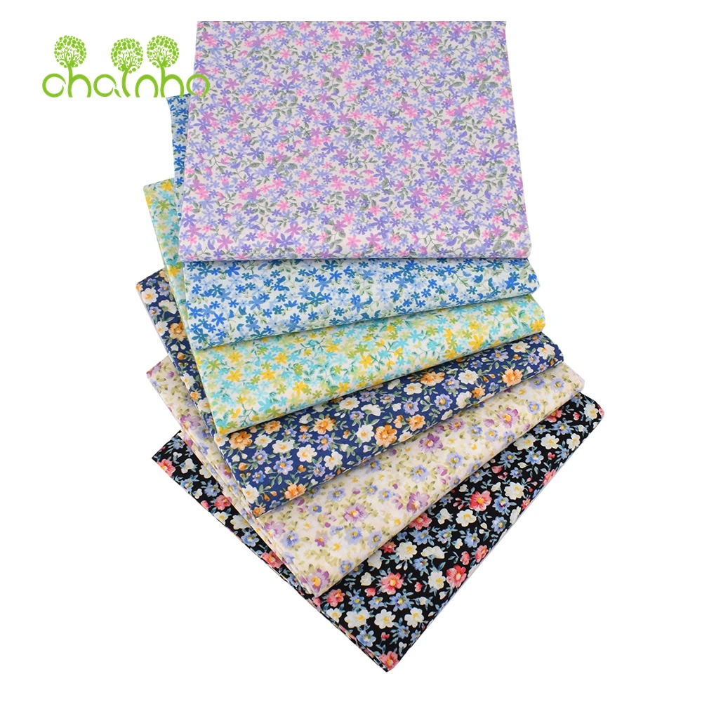 Chainho,Printed Plain Cotton Fabric,Small Floral,Poplin Material For DIY Sewing Quilting Baby & Children's Shirts,Skirts,Dresses
