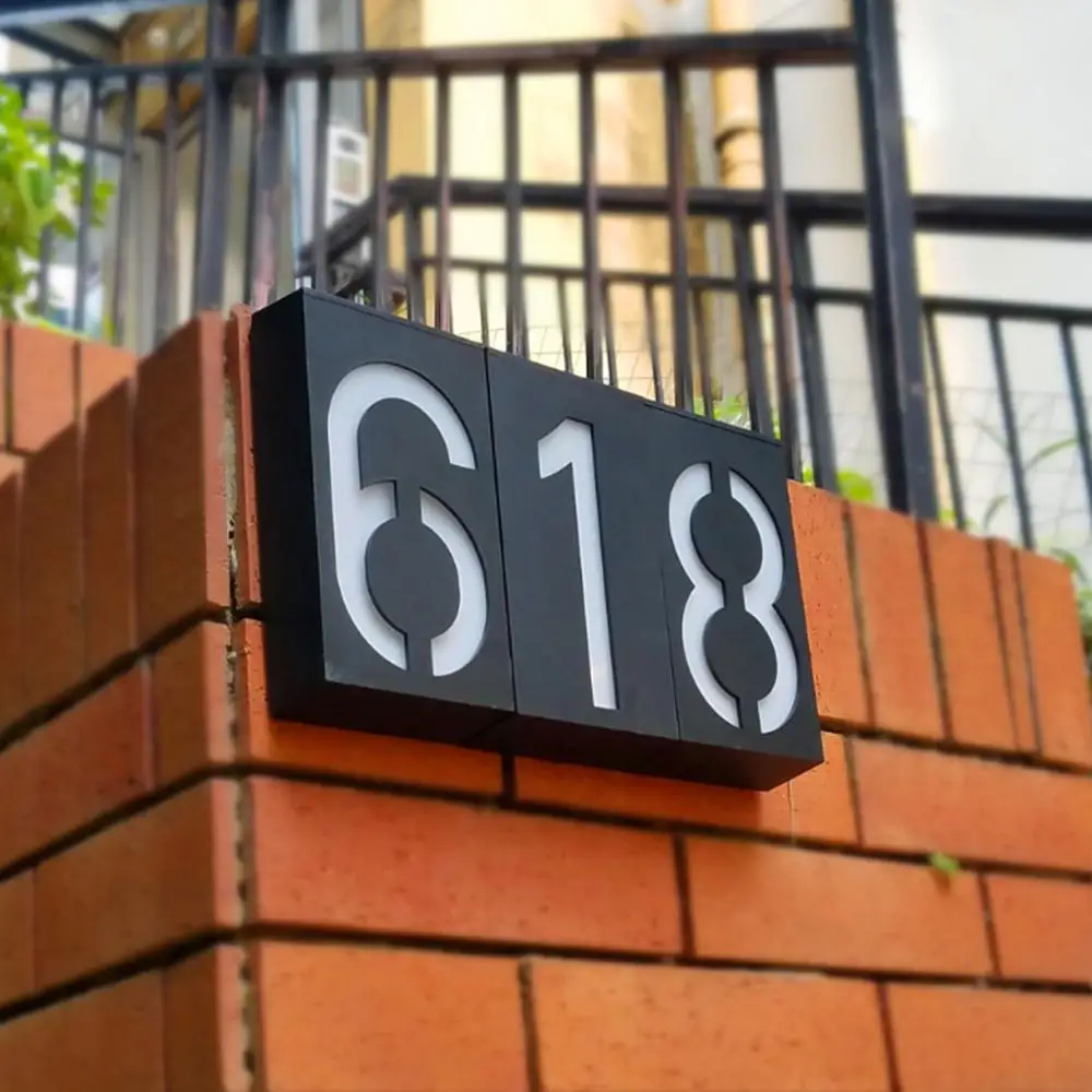 

LED Solar House Number Night Light Sign Hotel Door Address Plaque Number Digits Plate Lamp Outdoor Wall Led High Brightness Sign