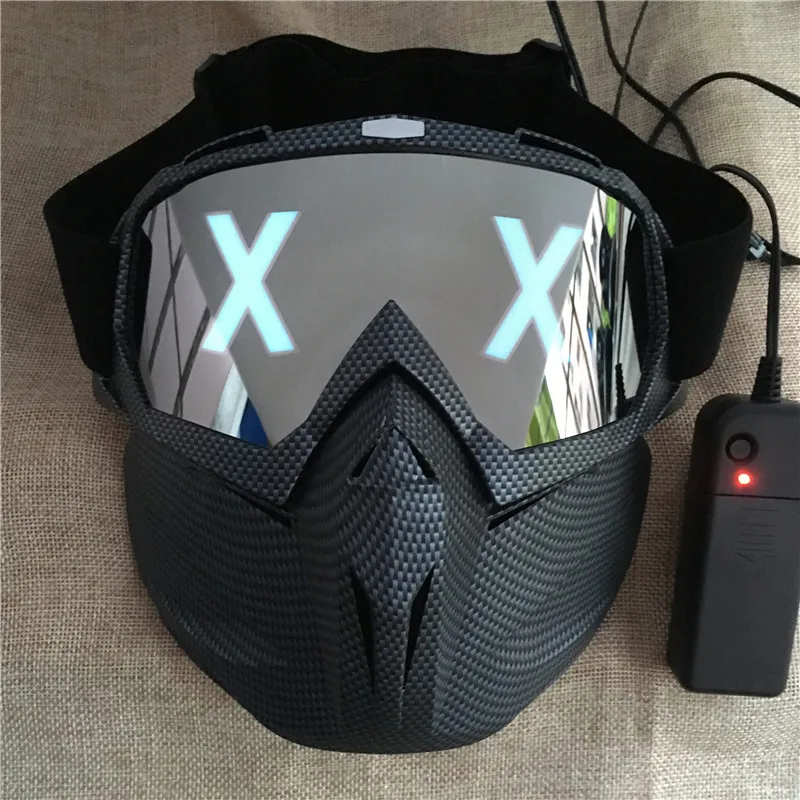 Светодиодный светящаяся маска Полулицо X светящиеся глаза DIY очки съемные маски DJ