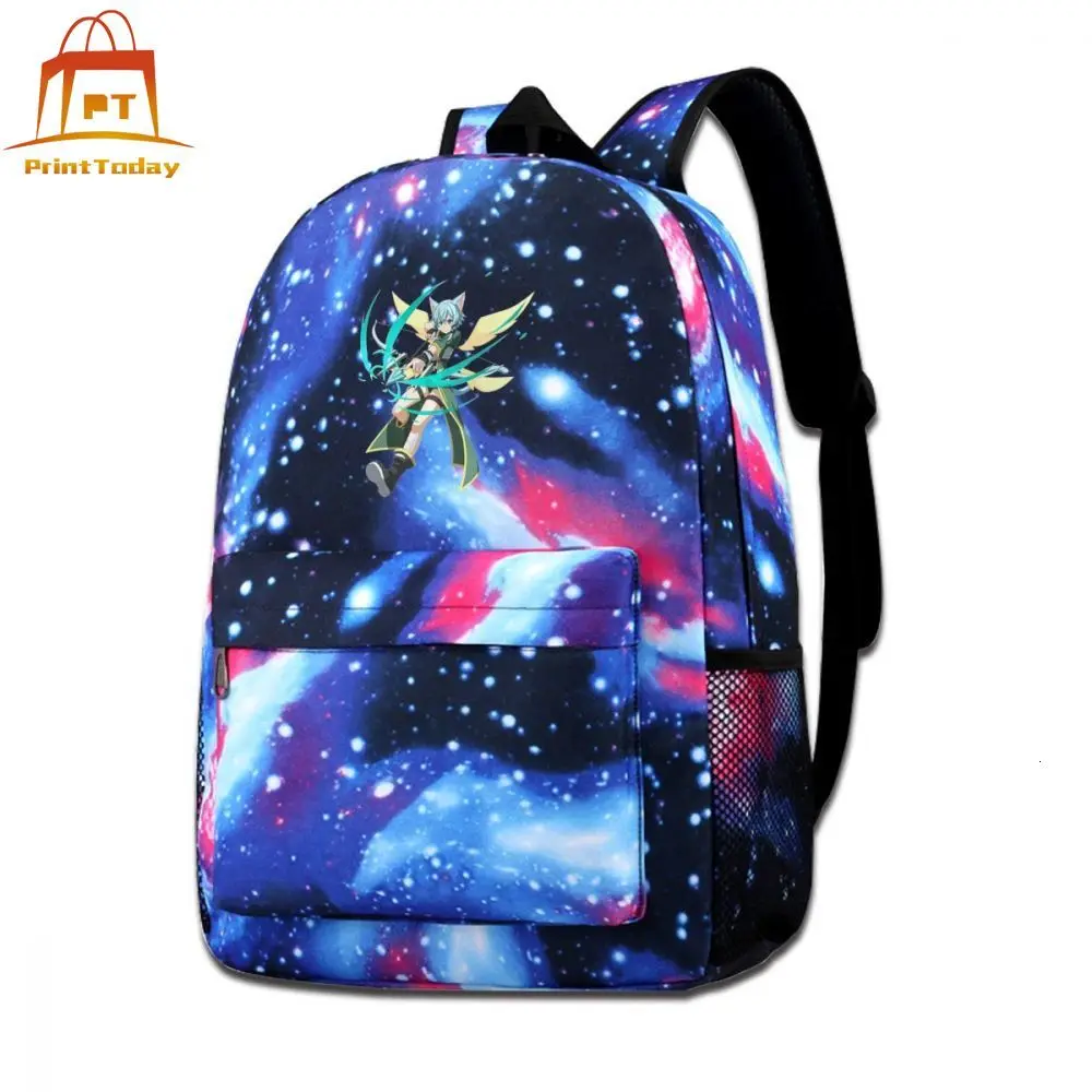 Sword Art Online Books Backpack Alfheim Sinon Battle Stance Backpacks Men's - Women's Trending Galaxy Bag Pattern Sports Bags