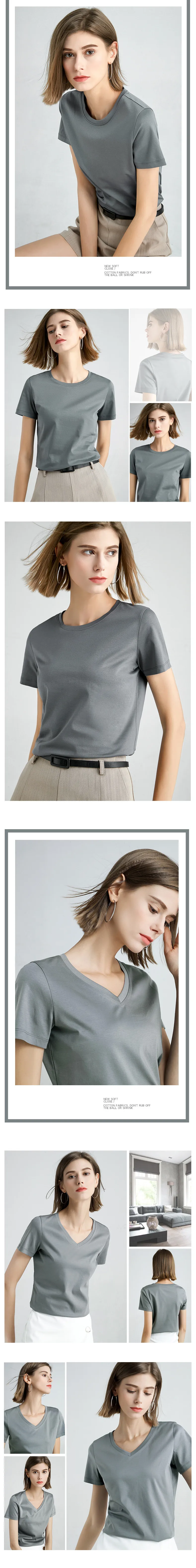 MRMT 2025 Brand New 80S Pure Cotton Women's T Shirt High Quality T-shirt for Female Short Sleeve V Collar Leisure Tops Tshirt