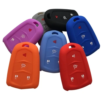 

Rubber Car Key Cover Cap Car Styling For Cadillac CTS SRX SLS Smart Remote Control Key Case Fob Cover Case For Keychain Alarm