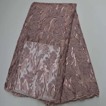 

Nigerian Tulle Net Lace Fabric High Quality Composite line Embroidery Lace Fabric African Sequins Lace Fabric French With Stones
