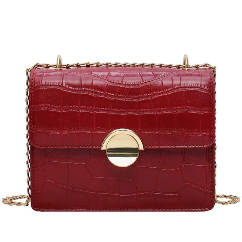 

Luxury Brand Crocodile pattern Flip Square bag 2019 New Quality PU Leather Women's Designer Handbag Chain Shoulder Crossbody Bag