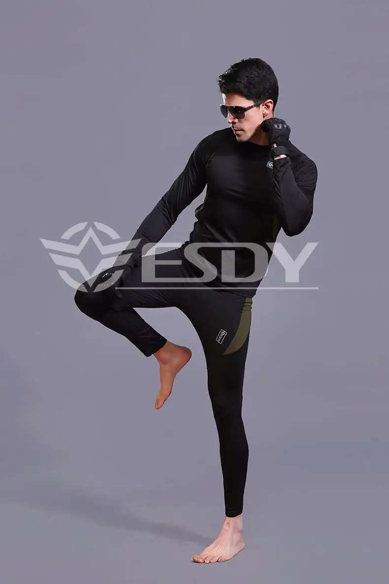ESDY/зимние комплекты термобелья Для мужчин быстросохнущая антимикробные эластичные Для мужчин термо белье мужские теплые кальсоны Фитнес