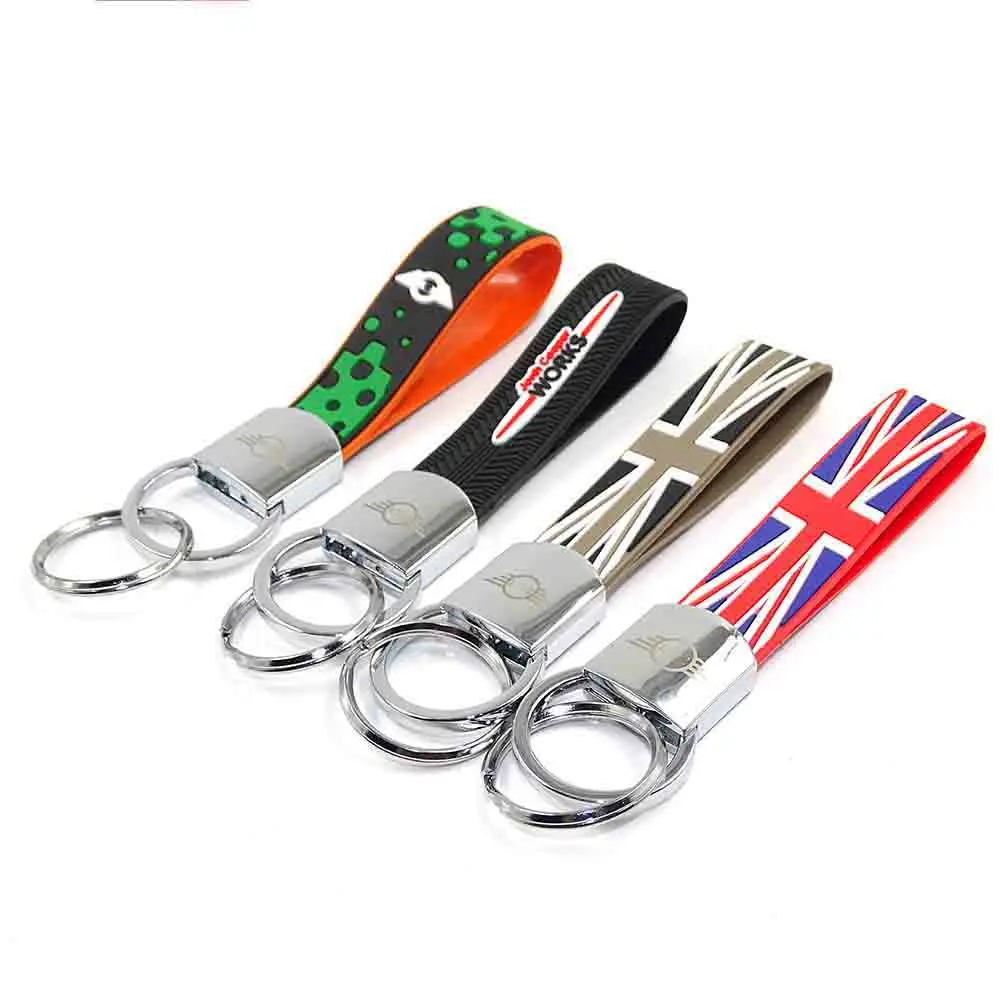 Metal and Rubber car key chain ring remote key holder for Mini John Cooper Works R55 R56 R57 R58 R59 R60 R61 F55 F56 Car-Styling