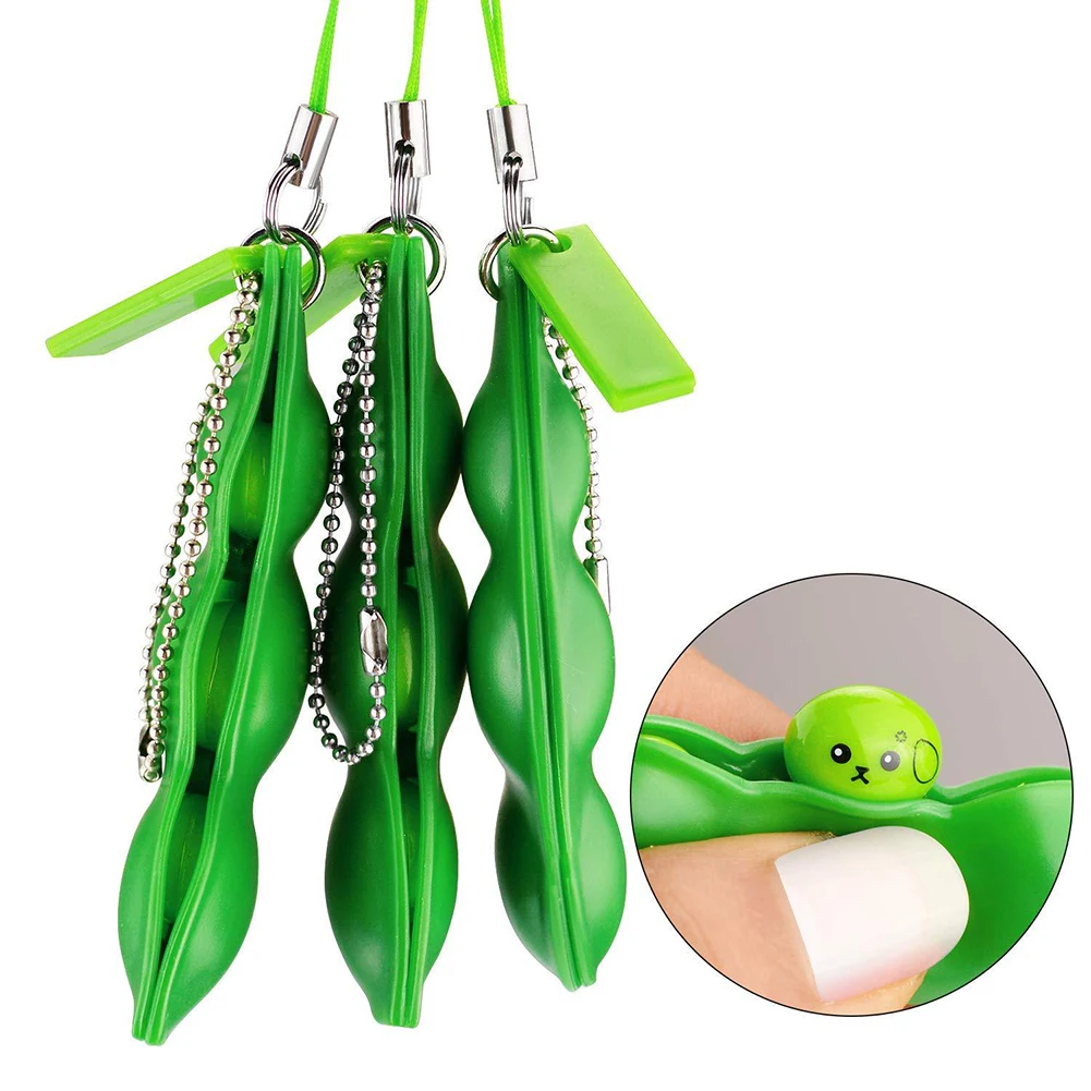 Decompression Toys Keychain Beans Game Pea Sensory Fidget Relieve-Stress Fun Facial