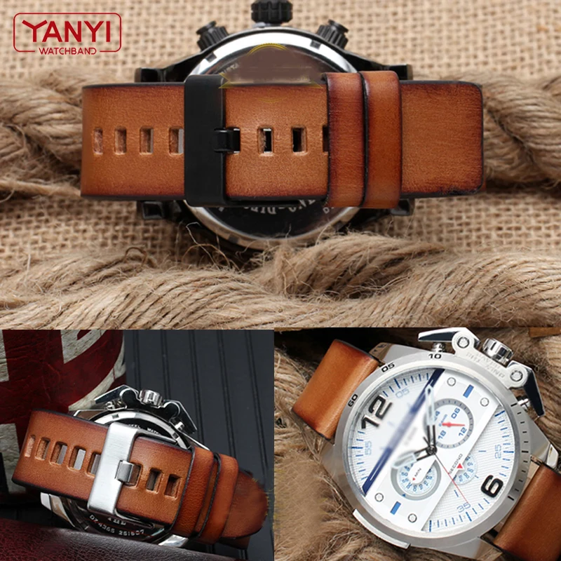 Vintage Brown Genuine Leather Watch Strap - Retro Wristband, Premium Quality, Multiple Widths Available