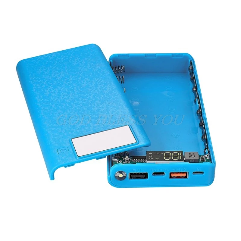 Blue QC 3,0 Dual USB+ type C PD 8x18650 батарея DIY Блок питания светодиодный свет быстрое зарядное устройство для iPhone samsung сотовый телефон планшет 37MC - Цвет: Blue