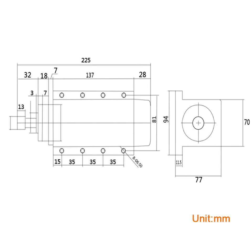 Daedalus CNC мотор шпинделя 110 В/220 В шпиндель 0.8квт с воздушным охлаждением квадратный двигатель ER11 Фрезерный резак гравировальный инструмент