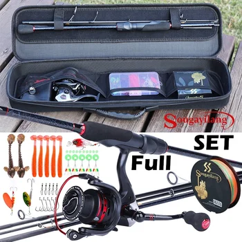 SPECIAL PRICE ❤️ Sougayilang Portable Fishing Rod Set Carbon Fishing Rod and 13+1BB Spinning Fishing Reel and Line Bag Fishing Accessories - discount item 45% OFF Sports & Entertainment