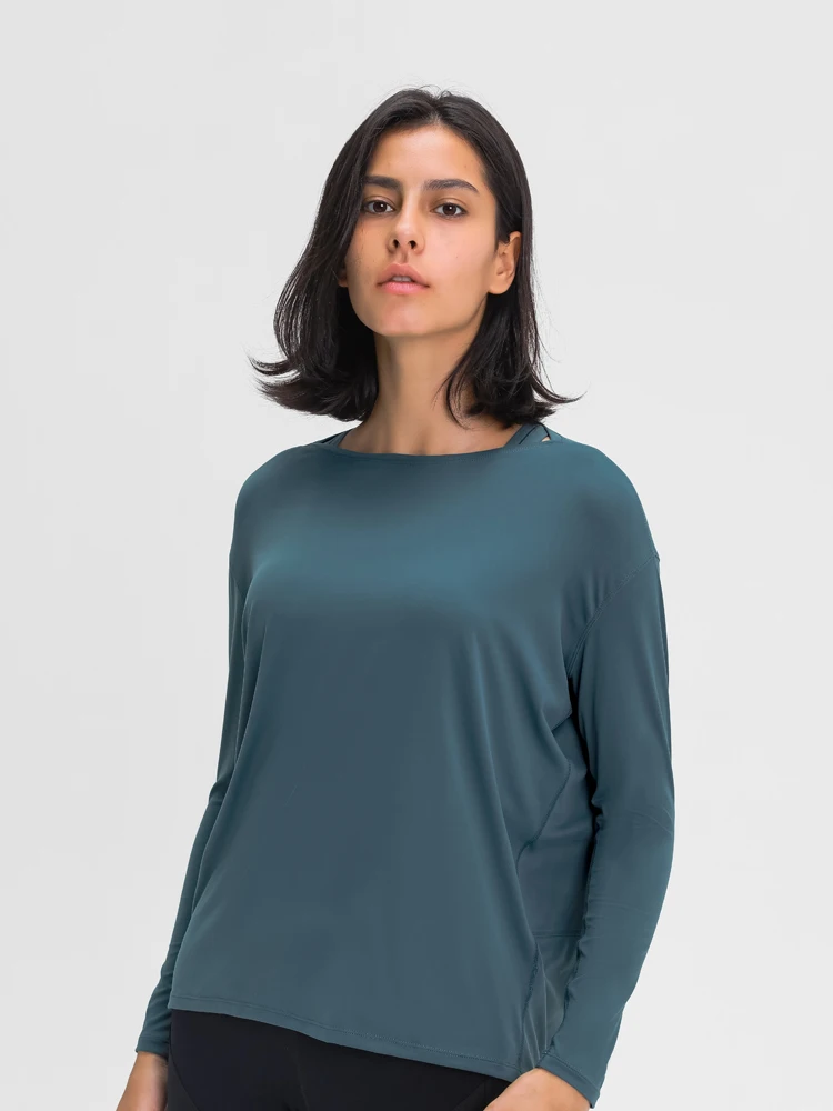 Nepoagym HEART Long Sleeve Workout Tops Women Silky Loose Fit Yoga Top Brushed Material Sports Shirt Ladies Workout Tops