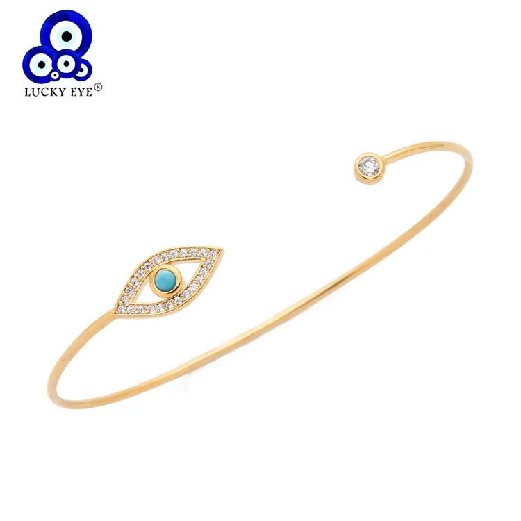 

Lucky Eye Hamsa Hand Bangles Evil Eye Cuff Bracelet Rose Gold Silver Color Crystal Charms Bracelet For Women Men Jewelry LE173