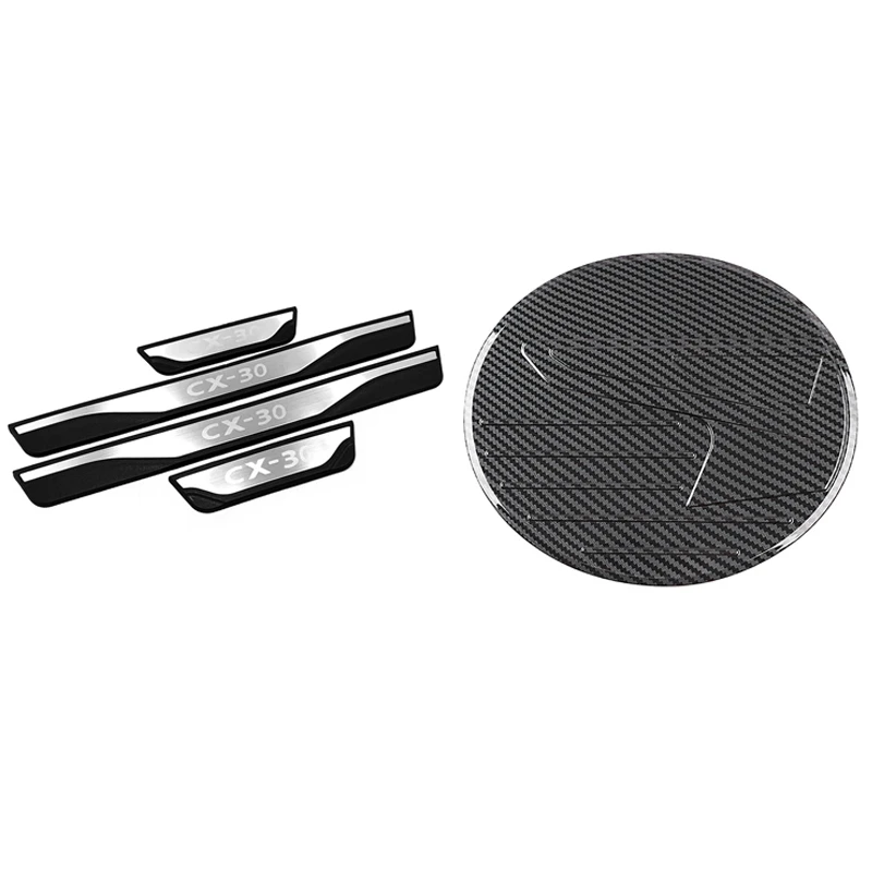 

Car Door Sill Cover Scuff Pedal Styling Sticker with Fuel Tank Cap Cover Trim Gas Sticker, for Mazda CX-30 2019-2020