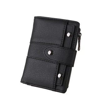 

2020 New Women Solid Color Wallet Purse Stylish Bifold Slim Coin Card Holder Mini PU Leather Portable Clutch Snap Closure