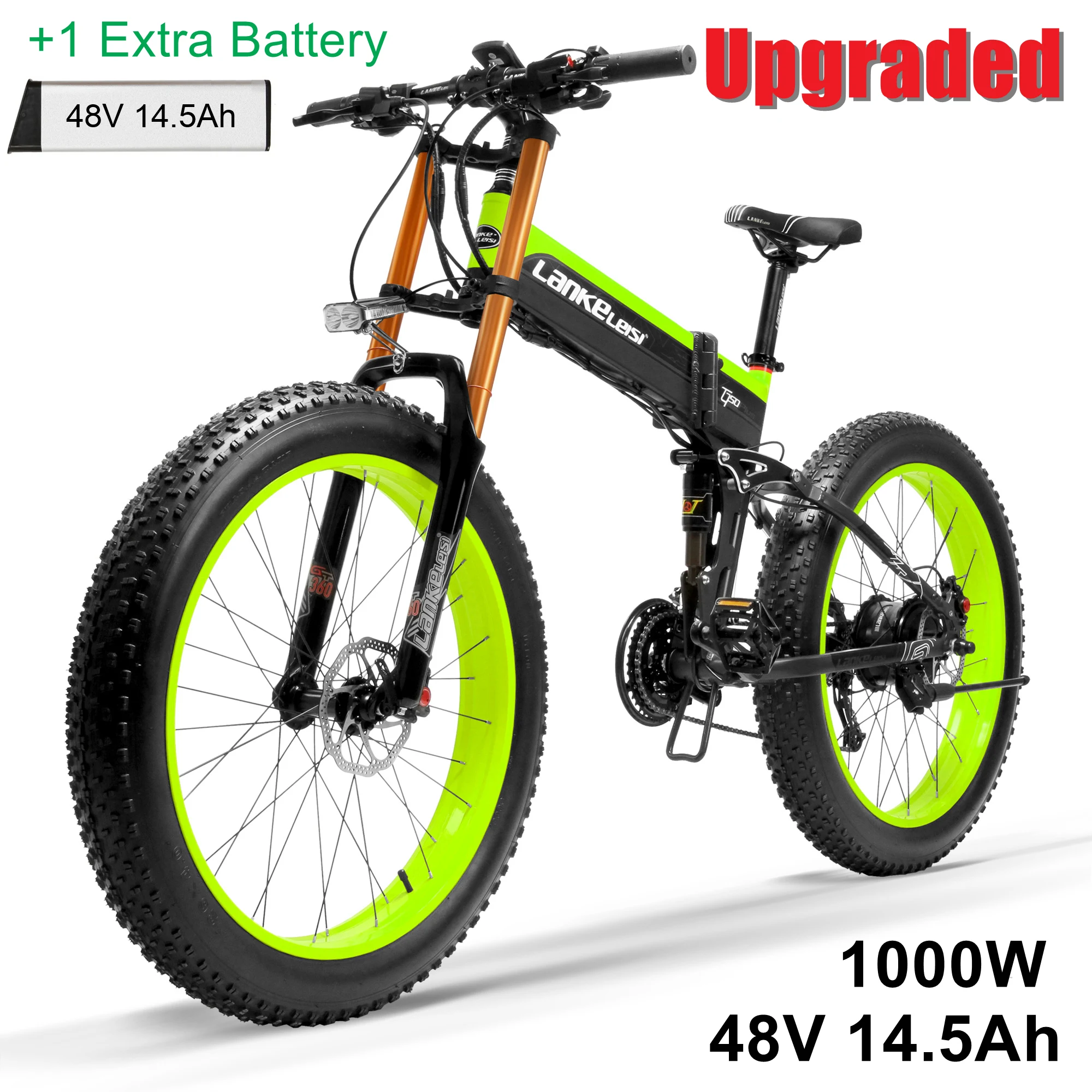 T750Plus складной электрический велосипед, 48В, 10A/14.5A Li-Ion Батарея, 1000W Мощный мотор 5 уровней помощи педалированию Сенсор, Модернизированный вилка - Цвет: UP GEBE1000W 14.5A P