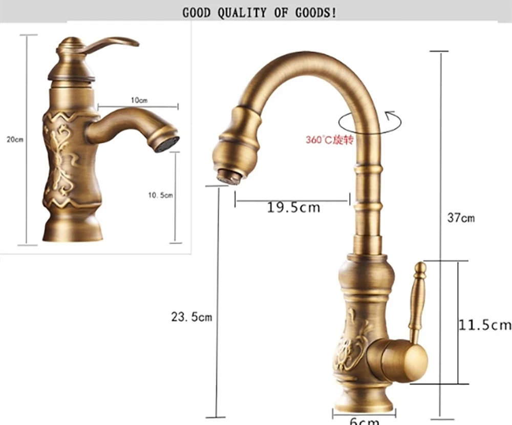 Free Shipping Biggers Copper Antique / Black Kitchen Faucet Single Handle Cold And Hot Water Mixer Tap gold kitchen faucet