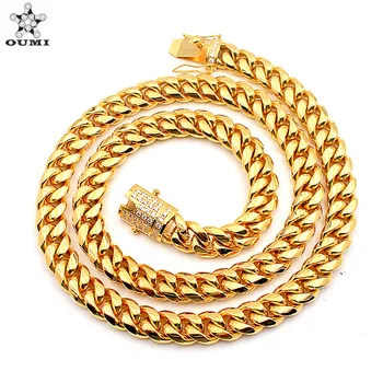 

Accessories stainless steel Diamond large gold chain Cuban chain hip-hop men's coarse chain Cuban necklace