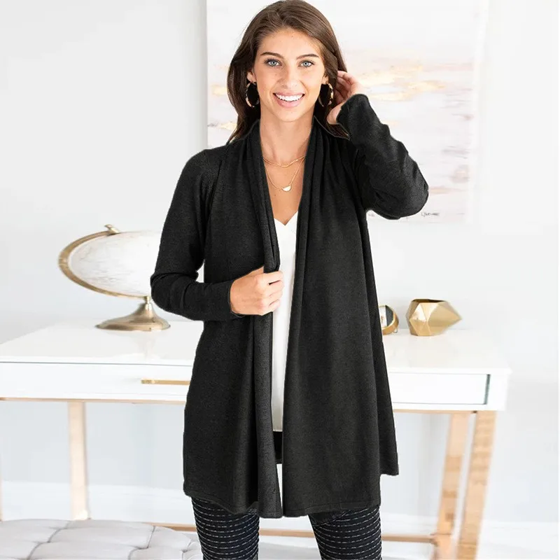 

Fashion Solid Color Women Blouses Cardigans Casual Long Sleeve Cardigan Coat Female Autumn Blouse Jacket blusas mujer S-L