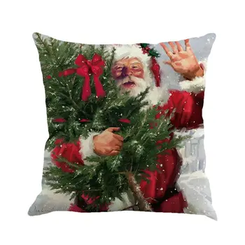 

Christmas element print Claus Linen Hug Pillowcase Cushion Cover Digital Printing Pattern Plain Cotton
