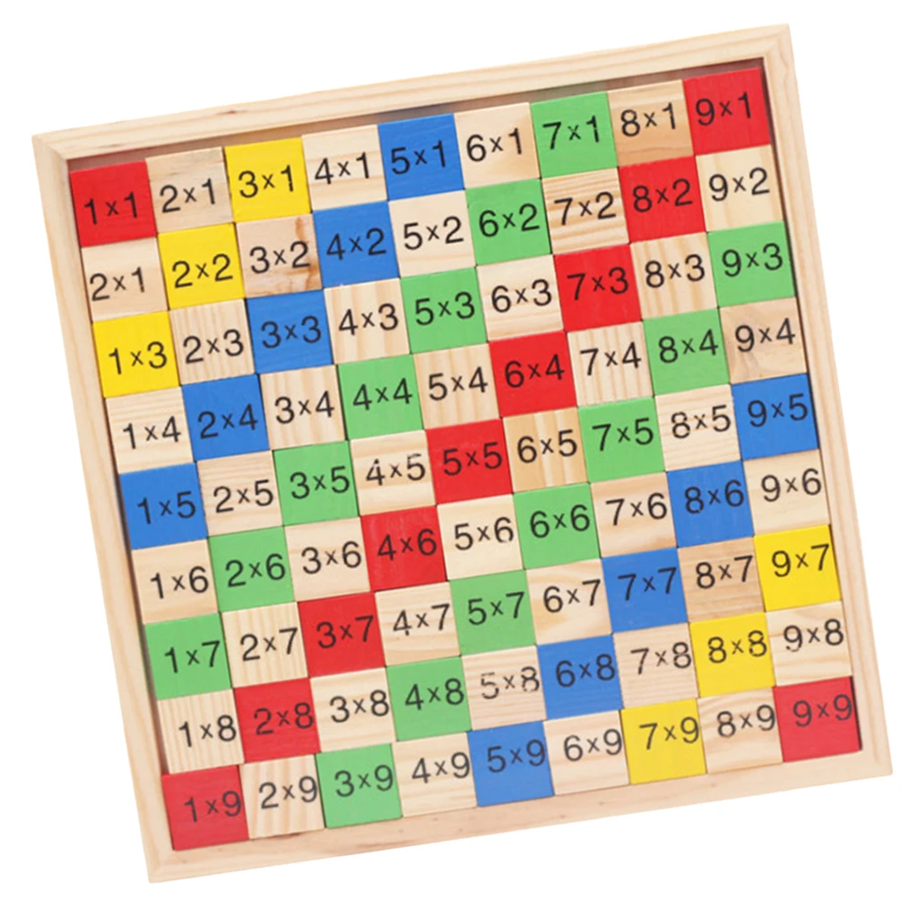 Mathematics Educational Wooden Toys Multiplication Table Kids Blocks Puzzle Shapes Learning Toys for Toddlers Wood Blocks