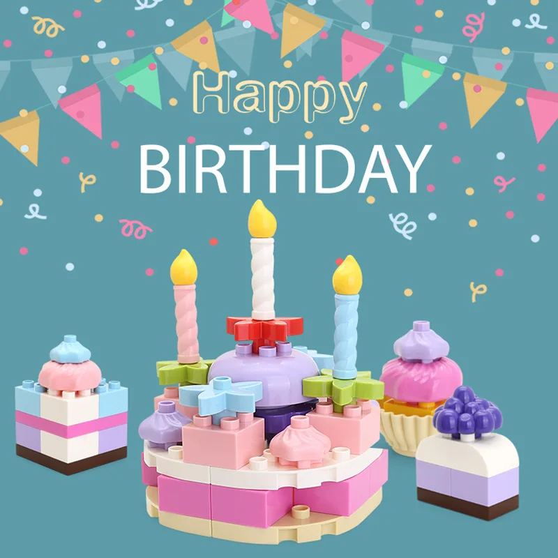 

Dubie Wange Building Blocks My Birthday Cake Children'S Educational Early Childhood Inserted Building Blocks Toy GIRL'S Gift