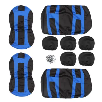 

Hot Four Seasons Universal Blue Black Car Seat Covers Front Rear Protectors 9 Piece Set Washable Automobiles Seat Cover