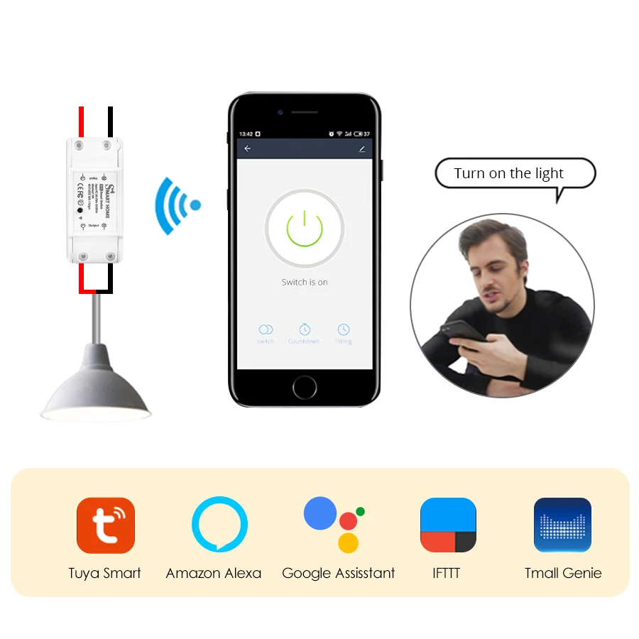 Tuya Smart Life App управление Wi-Fi Умный выключатель света 10A беспроводной Радиочастотный пульт дистанционного управления работа с Amazon Alexa Google Home