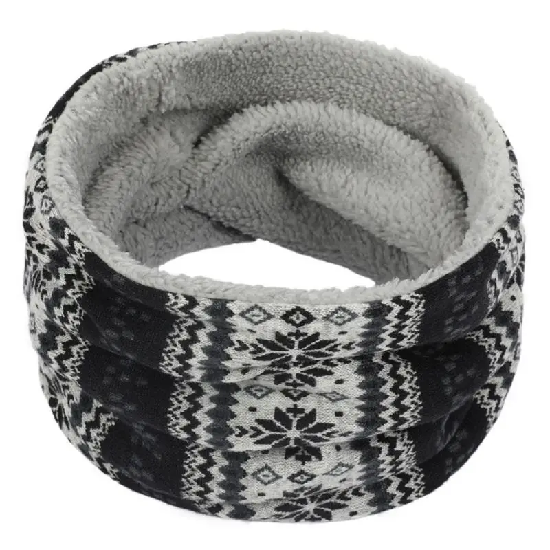 Winter Warm Knitted Scarves Print Thick Inside Super Elastic Knit Mufflers Adult&Children Neck Warmers - Цвет: E2