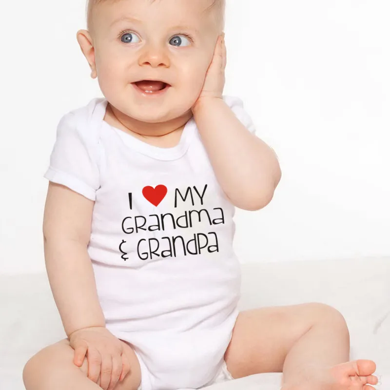 Забавные я со словами "Love grandma" дедушка, детское боди для новорожденных, для маленьких мальчиков Одежда для маленьких девочек из майки и трусов для малышей Детские комбинезоны BR-1992